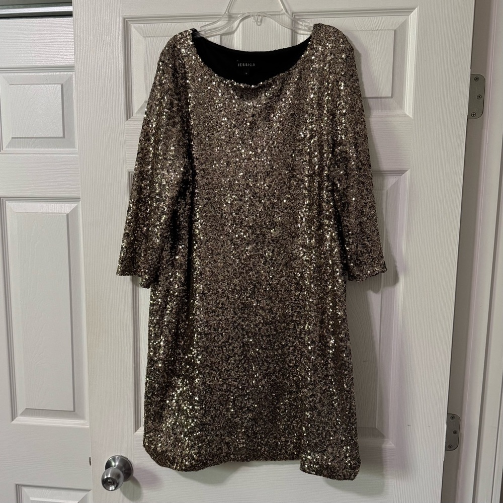 Jessica Black and Gold Sequin Dress